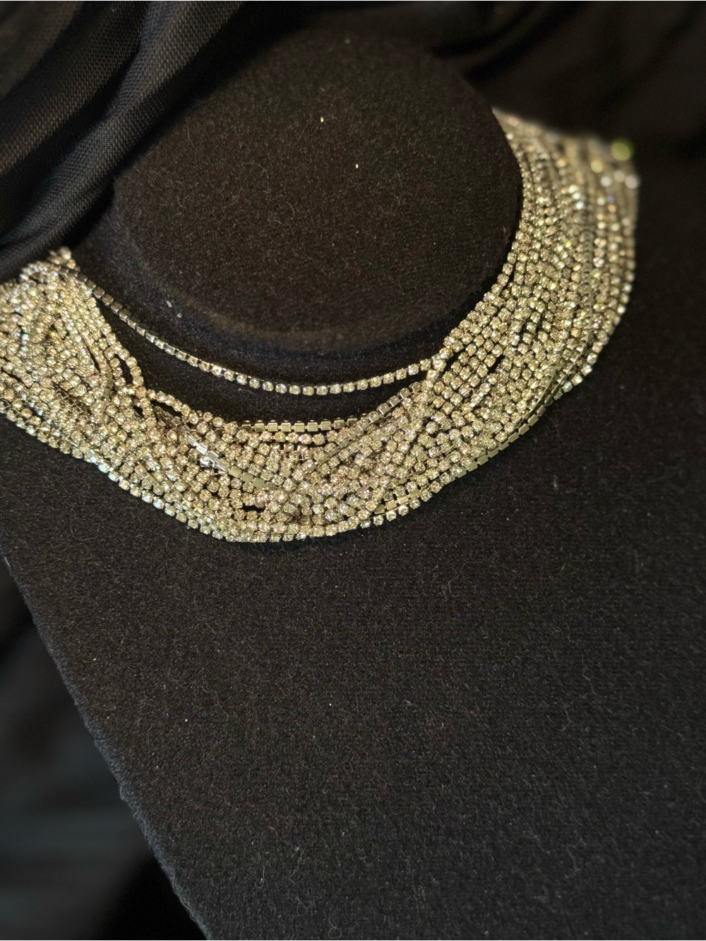 Silver Multi-Strand Crystal Statement Necklace